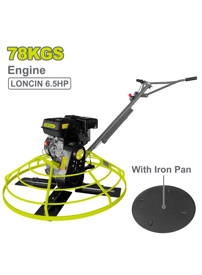 DYLLU Gasoline Concrete Power Trowel 6.5HP Loncin Engine, 78kg, With Iron Pan for Floor Finishing